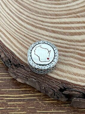 Pandora Wisconsin Map Bead S925 Silver Charm